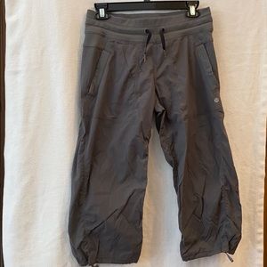 gray lululemon cropped studio pants